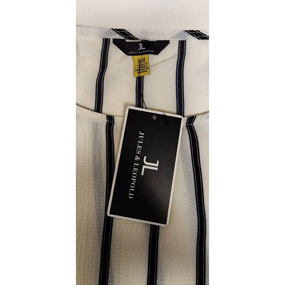 Jules & Leopold 2PC Pants Set Striped 3/4 Scoop Neck Size Medium Ivory/Blue - Picture 12 of 13